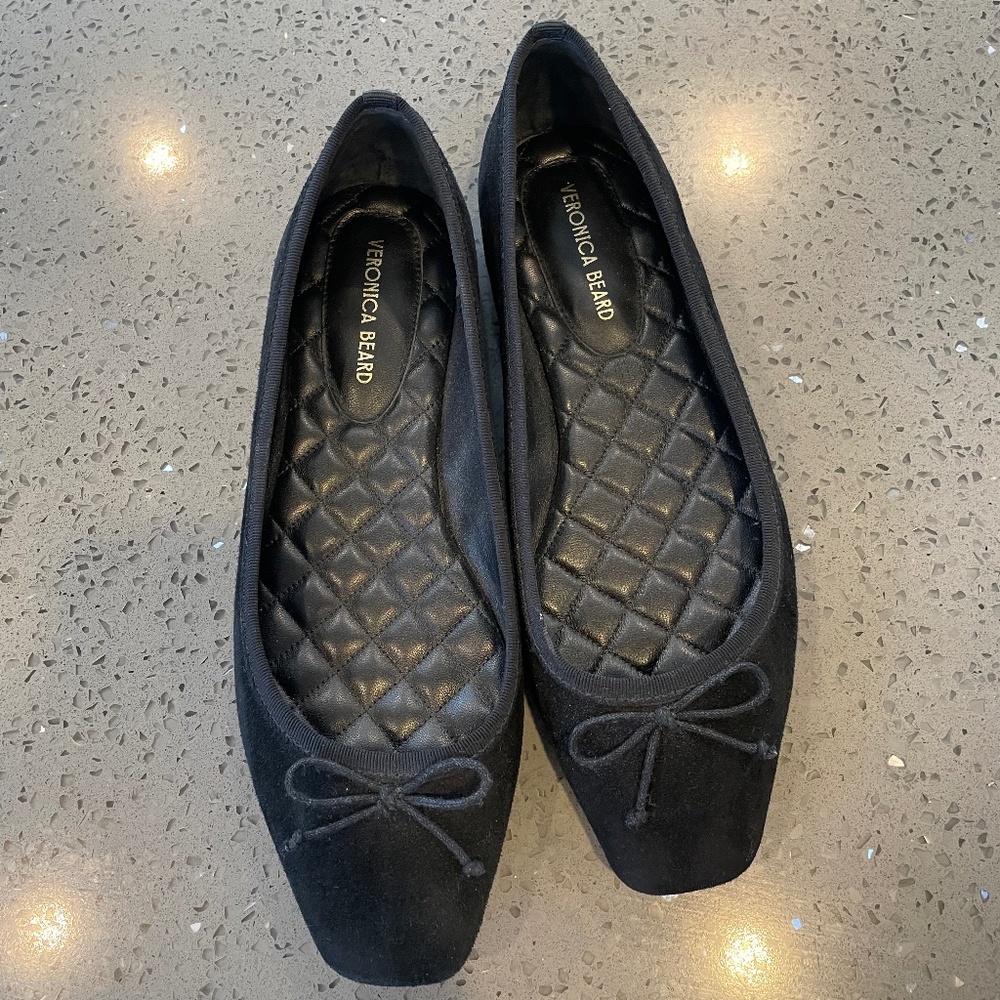 Veronica Beard Black Suede Flats Size 6.5